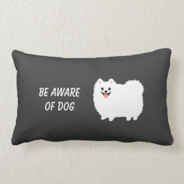 Cute Fluffy White Pomeranian - Wees op de hoogte v Kussen