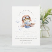 Cute Fly Over Rust Navy Plane Teddy Stars Birthday Bedankkaart (Staand voorkant)