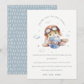 Cute Fly Over Rust Navy Plane Teddy Stars Birthday Bedankkaart (Voorkant / Achterkant)