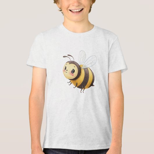Cute Flying Bumblebee Illustration Tri-Blend Shirt (Voorkant)