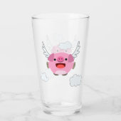 Cute Flying Cartoon Pig Glas (Achterkant)