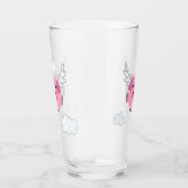 Cute Flying Cartoon Pig Glas (Rechts)