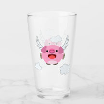 Cute Flying Cartoon Pig