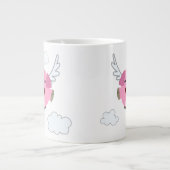 Cute Flying Cartoon Pig Grote Koffiekop (Voorkant)