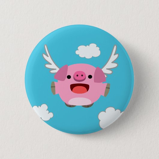 Cute Flying Cartoon Pig Ronde Button 5,7 Cm (Voorkant)