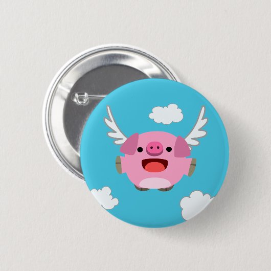 Cute Flying Cartoon Pig Ronde Button 5,7 Cm (Voorkant /achterkant)