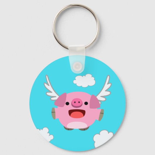 Cute Flying Cartoon Pig Sleutelhanger (Voorkant)