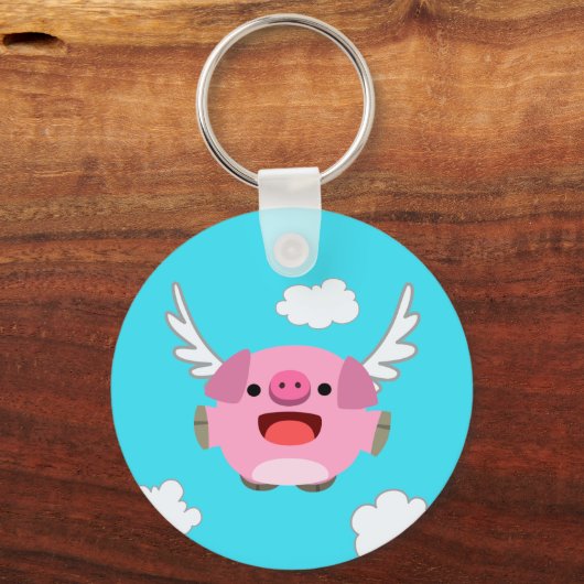 Cute Flying Cartoon Pig Sleutelhanger (Voorkant)