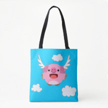 Cute Flying Cartoon Pig