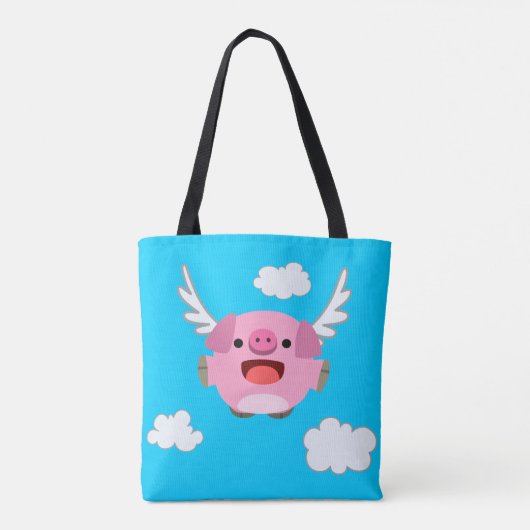 Cute Flying Cartoon Pig Tote Bag (Achterkant)