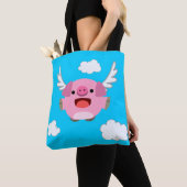Cute Flying Cartoon Pig Tote Bag (Dichtbij)