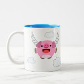 Cute Flying Cartoon Pig Tweekleurige Koffiemok (Links)