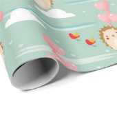 Cute Flying Hedgel Love Pattern Cadeaupapier (Rol Hoek)