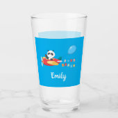 Cute Flying Panda Personalized Glas (Voorkant)