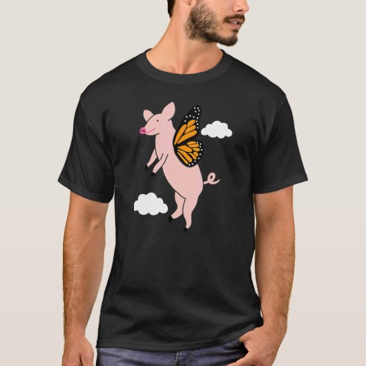 Cute Flying Pig with Butterfly Wings Graphic T-shirt (Voorkant)