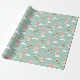 Cute Flying Pigs Love Pattern Cadeaupapier