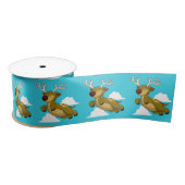 Cute Flying Reindeer met White Clouds Satijnen Lint (Spoel)