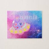 Cute Flying Saucer Space Alien Pink Blue Girl Name Legpuzzel (Horizontaal)