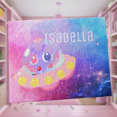 Cute Flying Saucer Space Alien Pink Blue Girl Name Legpuzzel