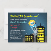 Cute Flying Superheld Birthday Party Kaart (Voorkant)