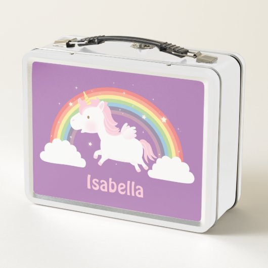 Cute Flying Unicorn and Rainbow Girls Personalized (Achterkant)