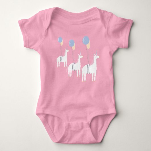 Cute Flying Unicorn met ballonnen Baby Girl Romper (Voorkant)