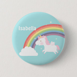 Cute Flying Unicorn Rainbow for Girls Ronde Button 5,7 Cm