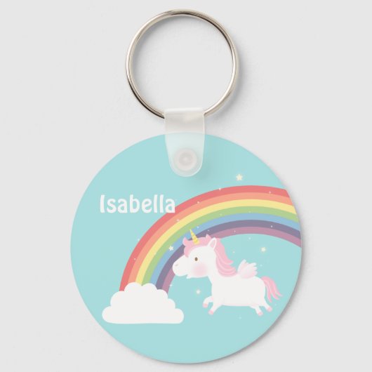 Cute Flying Unicorn Rainbow for Girls Sleutelhanger (Voorkant)