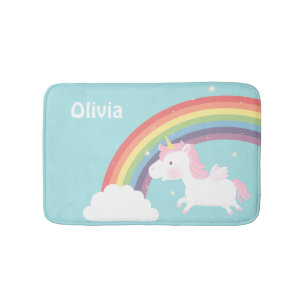 Cute Flying Unicorn Rainbow Girls Room Decor Badmat
