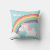 Cute Flying Unicorn Rainbow Girls Room Decor Kussen (Voorkant)