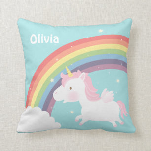 Cute Flying Unicorn Rainbow Girls Room Decor Kussen