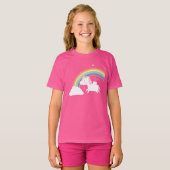 Cute Flying Unicorn Rainbow Girls T-shirt (Voorkant volledig)