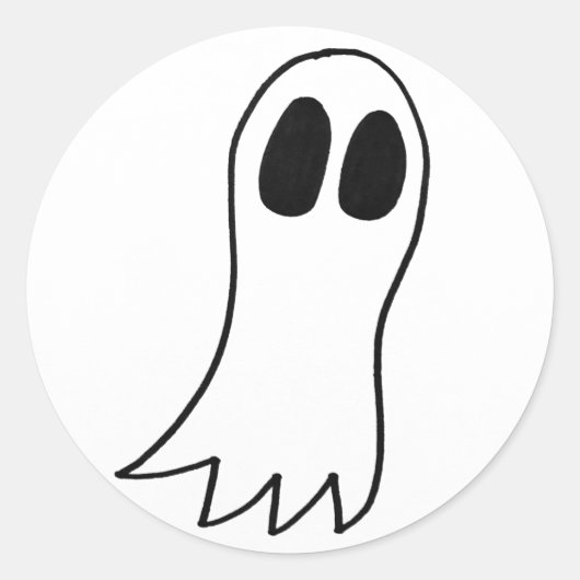 Cute Flying White Ghost Ronde Sticker (Voorkant)