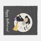 Cute Flying Witch Girl Halloween Illustratie Fleece Deken (Voorkant (Horizontaal))