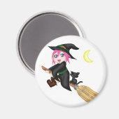 Cute Flying Witch Magneet (Voorkant / Achterkant)