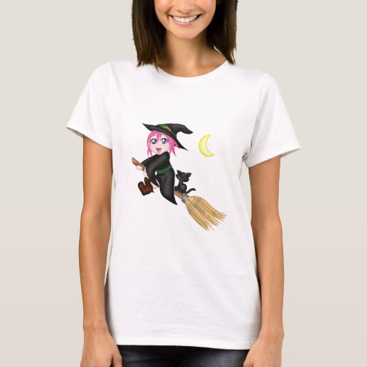 Cute Flying Witch T-shirt (Voorkant)
