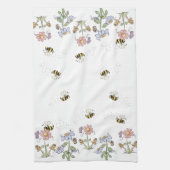 Cute Folk Art bees Daisies Butterflies Theedoek (Verticaal)