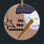 Cute Folk Art Cowboy Snowman Keramisch Ornament<br><div class="desc">Originele kunst digitaal gemaakt door Deborah Miller</div>