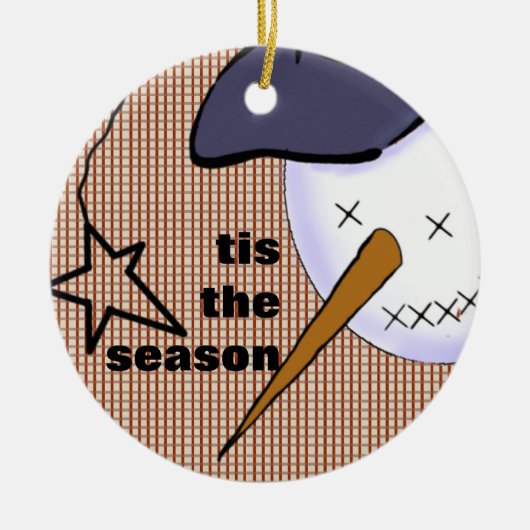 Cute Folk Art Cowboy Snowman Keramisch Ornament (Voorkant)