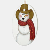 Cute Folk Art Cowboy Snowman Keramisch Ornament (Links)