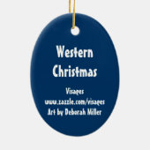 Cute Folk Art Cowboy Snowman Keramisch Ornament (Achterkant)