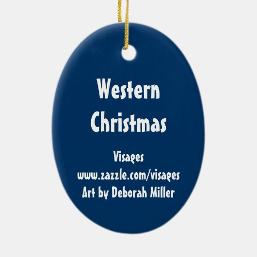 Cute Folk Art Cowboy Snowman Keramisch Ornament (Achterkant)