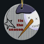 Cute Folk Art Cowboy Snowman Keramisch Ornament<br><div class="desc">Originele kunst digitaal gemaakt door Deborah Miller</div>