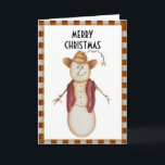 Cute Folk Art Cowboy Snowman Kerstmis Feestdagen Kaart<br><div class="desc">Originele acrylkunst op papier van Deborah Miller,  kunstenaar uit Missouri</div>