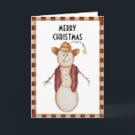 Cute Folk Art Cowboy Snowman Kerstmis Feestdagen Kaart<br><div class="desc">Originele acrylkunst op papier van Deborah Miller,  kunstenaar uit Missouri</div>