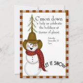 Cute Folk Art Cowboy Snowman Kerstmis Kaart (Voorkant)