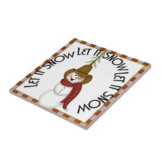 Cute Folk Art Cowboy Snowman Kerstmis Tegeltje (Zijkant)