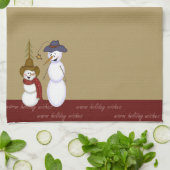 Cute Folk Art Cowboy Snowman Kerstmis Theedoek (Gevouwen)