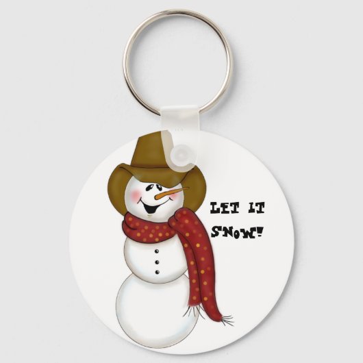 Cute Folk Art Cowboy Snowman Sleutelhanger (Voorkant)