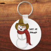Cute Folk Art Cowboy Snowman Sleutelhanger (Voorkant)